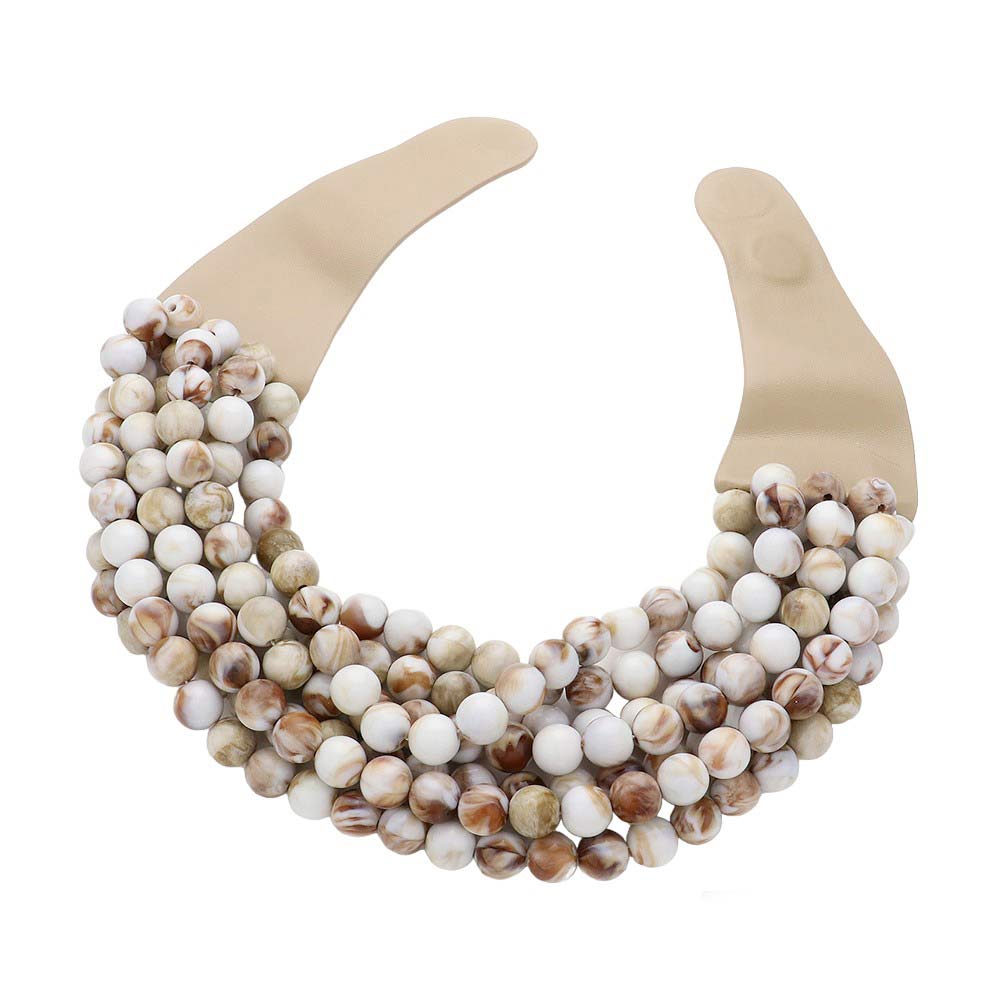 Women's Chunky Multi-Strand Beaded Statement Necklace with Magnetic Clasp