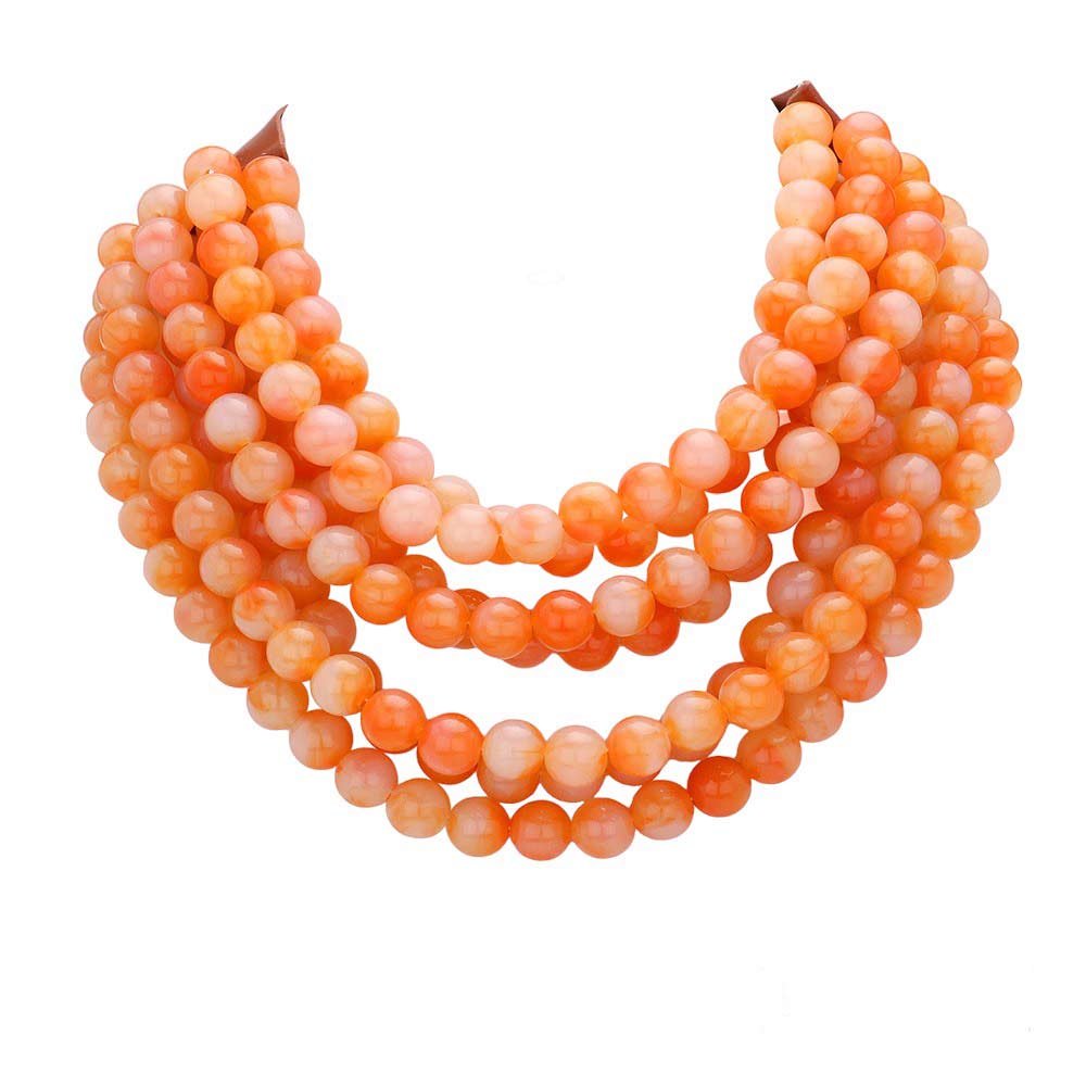 Women's Chunky Multi-Strand Beaded Statement Necklace with Magnetic Clasp